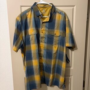 Kuhl Men's Casual Plaid Shirt in Blue and Yellow